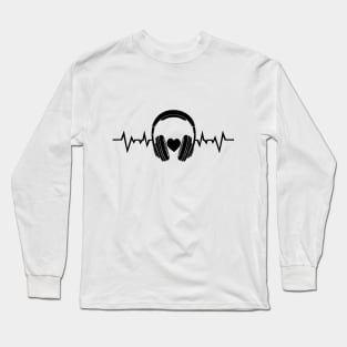 Music Heartbeat Sound Love Headphones Heart Rate Long Sleeve T-Shirt